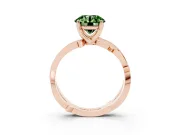 Fancy Green Round Cut Diamond Pavé Twist Band Solitaire Ring Set in Rose gold with Prong Setting