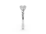 Cushion Cut Diamond Solitaire Vine Band Ring Set in Platinum with Round Accents and Prong Setting