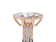 Marquise Three Row Pave Solitaire Engagement Ring Setting | Double Claw Prongs | Rose Gold