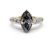 Marquise Engagement Ring Setting for a Black Center | Yellow Gold