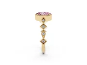 Oval Milgrain Bezel Engagement Ring Setting for a Fancy Pink Lab-Grown Diamond | Yellow Gold