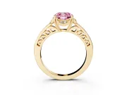 Cushion Cut Floral Pavé Engagement Ring Setting for a Fancy Pink Lab-Grown Diamond | Yellow Gold