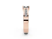 Fancy Black Asscher Cut Diamond Solitaire Ring Set in Rose gold with Channel-Set Accent Stones and Prong Setting
