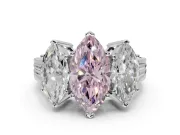 Marquise Three Stone Engagement Ring Setting for a Fancy Pink Lab-Grown Diamond | Beaded Shoulders | Sterling Silver