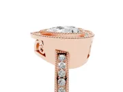 Heart Cut Diamond Halo Ring Set in Rose gold with Pavé Band and Milgrain-Edged Prongs