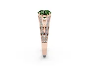 Fancy Green Round Cut Diamond Split Shank Ring Set in Rose gold with Pavé Band and Prong Setting