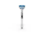 Fancy Blue Radiant Cut Diamond Solitaire Ring Set in Platinum with Tapered Baguette Side Stones and Prong Setting