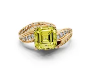 Asscher Cut Bypass Pavé Engagement Ring Setting for a Fancy Yellow Lab-Grown Diamond | Graduated Pavé | Yellow Gold