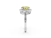 Oval Halo Engagement Ring Setting for a Fancy Yellow Lab-Grown Diamond | Polished Halo Rim | White Gold