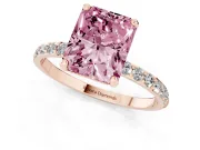 Radiant Cut Pave Solitaire Engagement Ring Setting for a Fancy Pink Lab-Grown Diamond | Pave Shoulders | Rose Gold