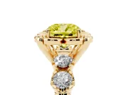Cushion Cut Floral Engagement Ring Setting for a Fancy Yellow Lab-Grown Diamond | Petal Frame | Yellow Gold