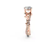 Round Cut Diamond Pavé Twist Band Solitaire Ring Set in Rose gold with Prong Setting