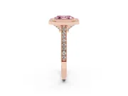 Asscher Cut Vintage Milgrain Halo Engagement Ring Setting for a Fancy Pink Lab-Grown Diamond | Bezel Head | Rose Gold