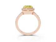 Fancy Yellow Heart Cut Diamond Halo Engagement Ring Set in Rose gold with Milgrain Detail and Pavé Band
