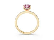 Cushion Cut Hidden Halo Engagement Ring Setting for a Fancy Pink Lab-Grown Diamond | Yellow Gold