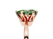 Fancy Green Pear Cut Diamond Solitaire Engagement Ring Set in Rose gold with Slim Tapered Solitaire Band
