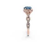 Heart-Shaped Milgrain Halo Engagement Ring Setting for a Fancy Blue Lab-Grown Diamond | Graduated Shoulders | Rose Gold