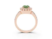 Oval Vintage Milgrain Halo Engagement Ring Setting for a Fancy Green Lab-Grown Diamond | Pierced Gallery | Rose Gold