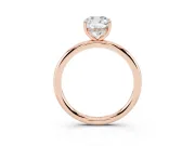 Cushion Cut Hidden Halo Engagement Ring Setting | Thin Plain Band | Rose Gold