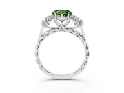 Heart-Shaped Three Stone Engagement Ring Setting for a Fancy Green Lab-Grown Diamond | Braided Band | Platinum