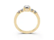 Emerald Cut Five Stone Engagement Ring Setting | Prong-Set Side Stones | Yellow Gold
