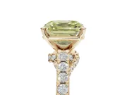 Asscher Cut Pavé Engagement Ring Setting for a Fancy Yellow Lab-Grown Diamond | Crossover Gallery | Yellow Gold