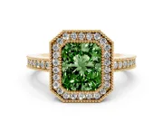 Radiant Cut Halo Engagement Ring Setting for a Fancy Green Lab-Grown Diamond | Yellow Gold - Design NV-24886