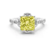 Princess Cut Floral Petal Engagement Ring Setting for a Fancy Yellow Lab-Grown Diamond | Petal Accents | Platinum