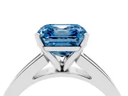Asscher Cut Channel Engagement Ring Setting for a Fancy Blue Lab-Grown Diamond | Platinum