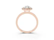 Marquise Thin Halo Engagement Ring Setting | Plain Polished Band | Rose Gold