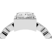 Princess Cut Diamond Vintage-Inspired Milgrain Ring Set in Silver with Marquise Stations of Round Accents