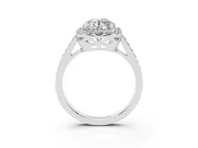 Round Floral Halo Engagement Ring Setting | Large Round Accents | Sterling Silver