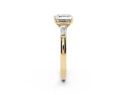 Asscher Cut Three Stone Engagement Ring Setting | Tapered Baguettes | Yellow Gold