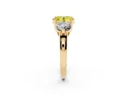 Fancy Yellow Oval Cut Diamond Three-Stone Ring Set in Yellow gold with Prong Setting and Classic Band