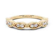 Marquise Diamond Smooth Bezel Eternity Band Set in Yellow gold with Full Circle of Stones