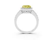 Fancy Yellow Heart Cut Diamond Halo Ring Set in Platinum with Pavé-Setting Band and Open Prong Center