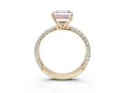 Asscher Cut Domed Pavé Engagement Ring Setting for a Fancy Pink Lab-Grown Diamond | Yellow Gold