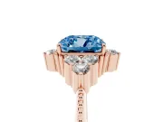 Cushion Cut Cluster Engagement Ring Setting for a Fancy Blue Lab-Grown Diamond | Rose Gold