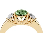 Pear-Shaped Three Stone Engagement Ring Setting for a Fancy Green Lab-Grown Diamond | Matching Side Stones | Yellow Gold