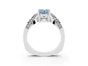 Oval Bypass Solitaire Engagement Ring Setting for a Fancy Blue Lab-Grown Diamond | Pavé Ribbon | Sterling Silver