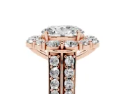 Oval Large Accent Halo Engagement Ring Setting | Graduated Pavé | Rose Gold