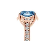 Princess Cut Floral Pavé Engagement Ring Setting for a Fancy Blue Lab-Grown Diamond | Rose Gold