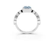 Fancy Blue Oval Cut Diamond Milgrain Marquise Twist Band Ring Set in Silver with Prong Setting