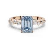 Emerald Cut Graduated Solitaire Engagement Ring Setting for a Fancy Blue Lab-Grown Diamond | Rose Gold