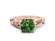Cushion Cut Vine Engagement Ring Setting for a Fancy Green Lab-Grown Diamond | Rose Gold