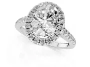 Oval Halo Engagement Ring Setting | Pave Shoulders | Platinum
