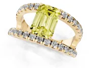 Emerald Cut Split Shank Pavé Engagement Ring Setting for a Fancy Yellow Lab-Grown Diamond | Yellow Gold