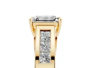Emerald Cut Channel-Set Engagement Ring Setting | Princess Side Stones | Yellow Gold