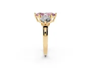 Fancy Pink Marquise Cut Diamond Three-Stone Ring Set in Yellow gold with Prong Setting and Classic Band