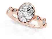 Oval Vintage Milgrain Engagement Ring Setting | Marquise and Square Stations | Rose Gold